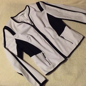 White and black stylish zip up jacket